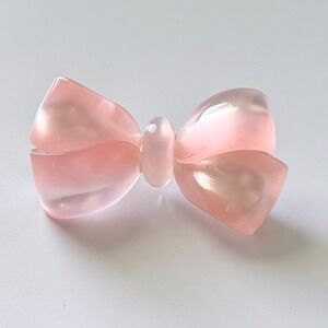 Vintage True Pink Moonglow Spun Nylon Bow Brooch Midcentury 1940s to 1950s